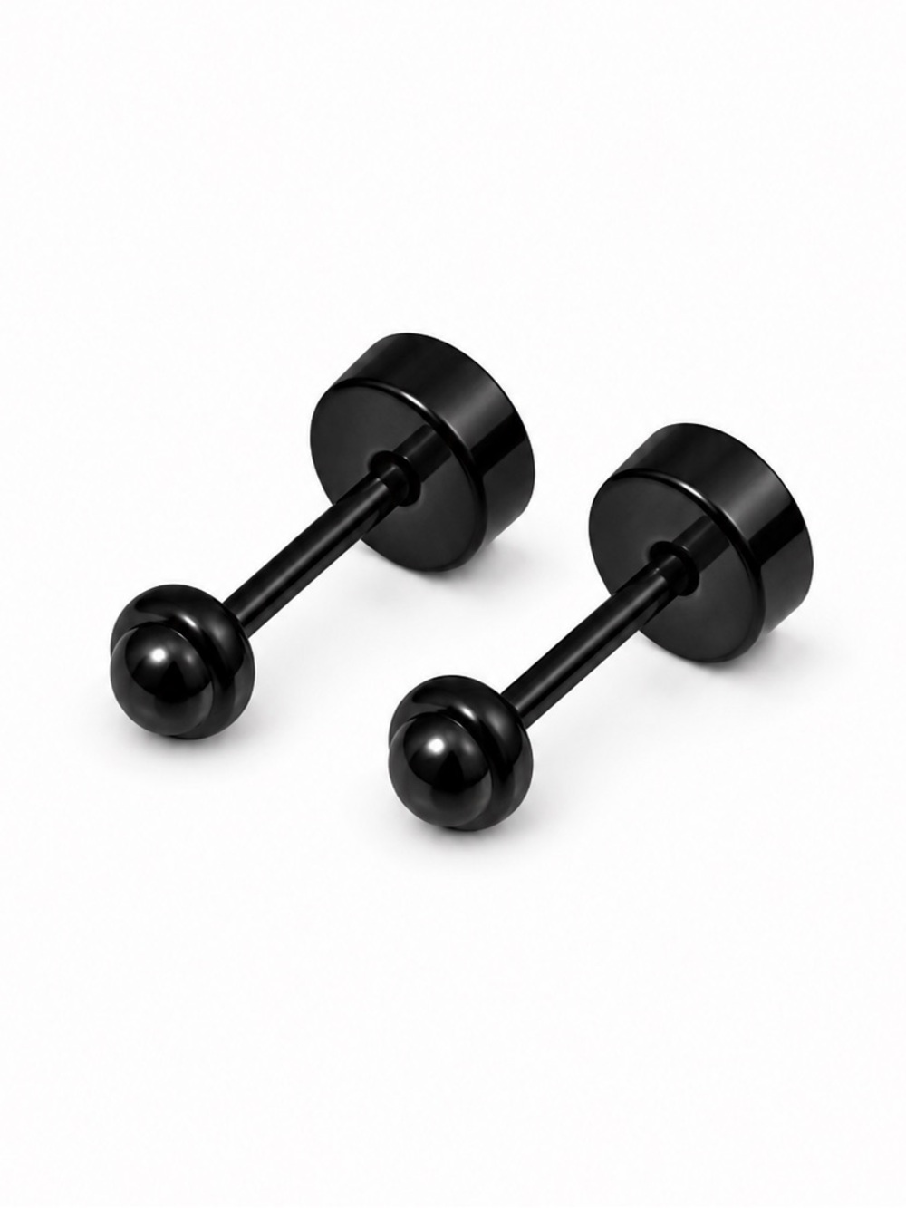 Tiny Black Dome Flat Back Stud Earrings Stainless Steel